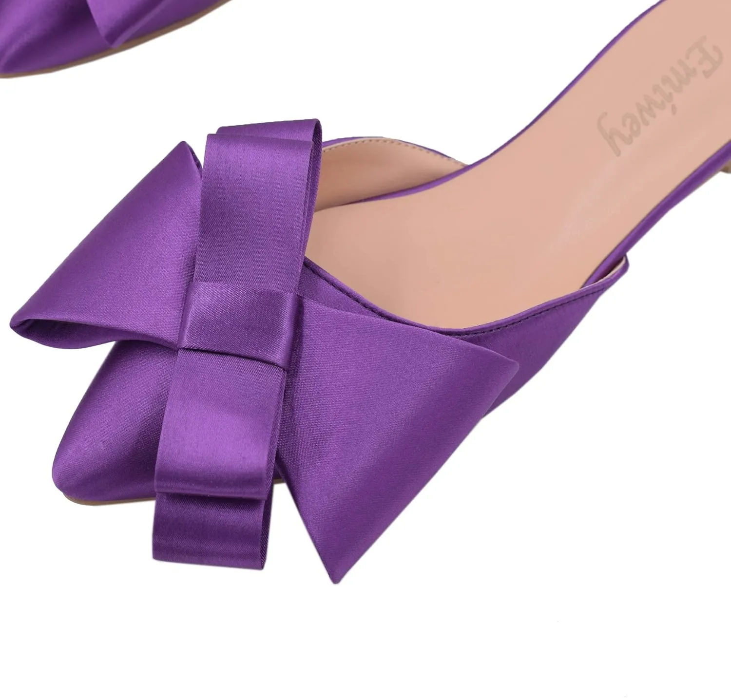 Pointed Toe Bow-Knot Flat Backless Slip On Slide Mules for Women