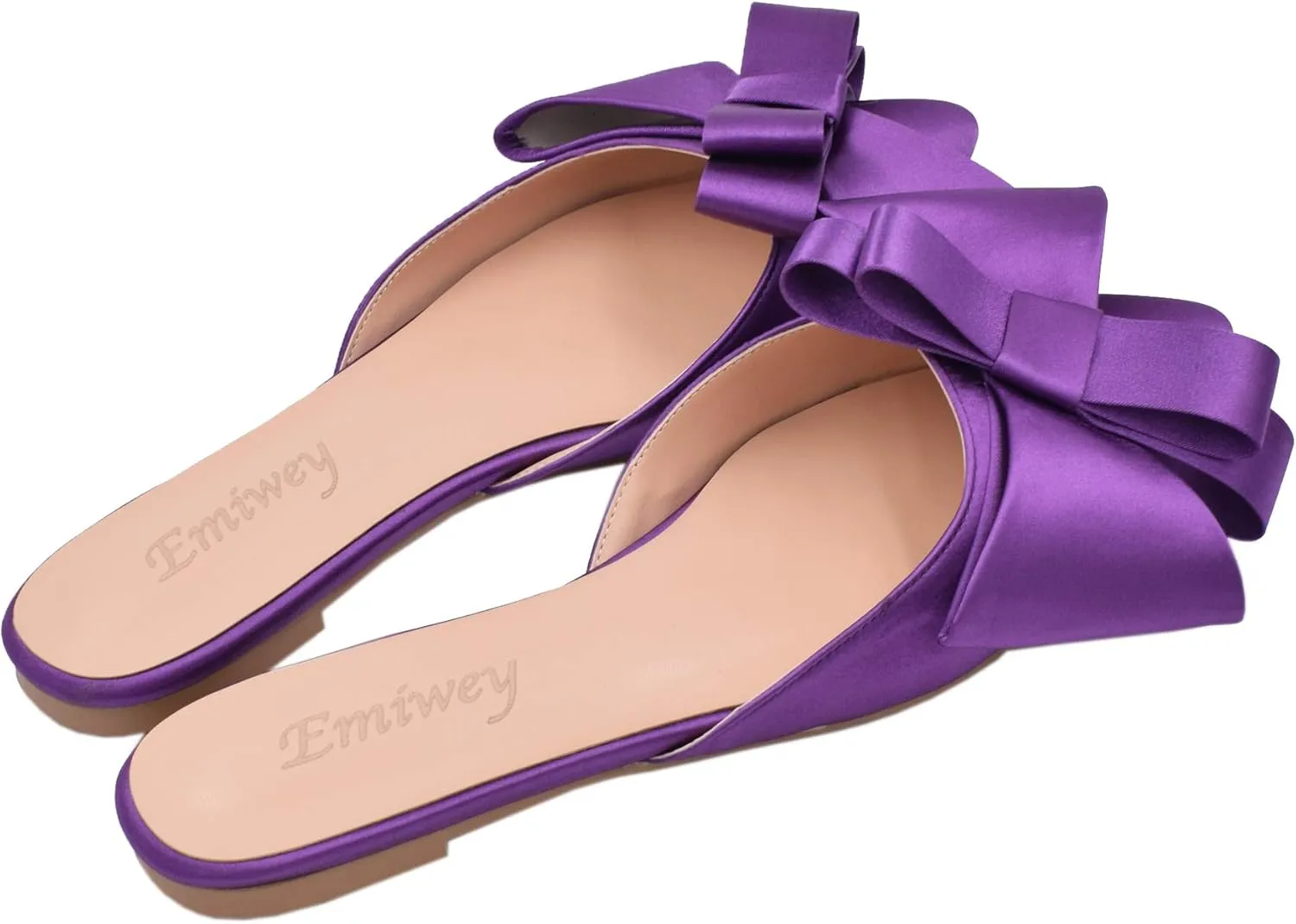Pointed Toe Bow-Knot Flat Backless Slip On Slide Mules for Women