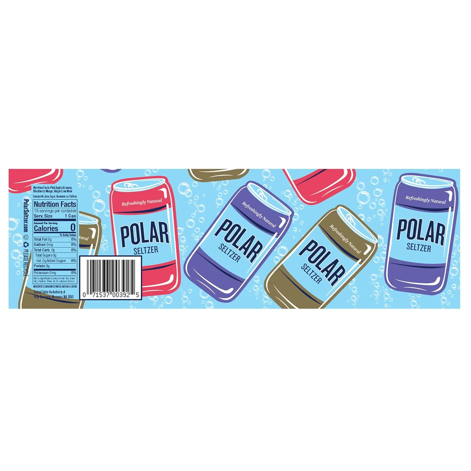 Polar Seltzer Water Newbies Variety Pack, 12 fl oz cans, 18 pack