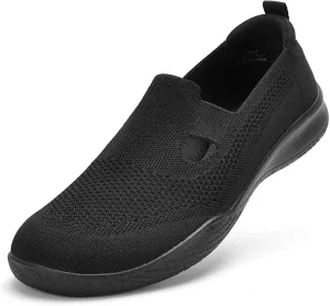 Puxowe Women's Slip on Walking Shoes-Lightweight Knit Loafer Sneaker