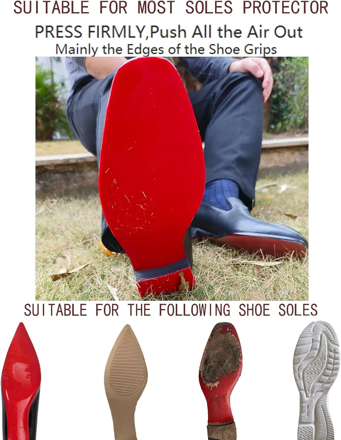 Red Bottom Shoe Protector Compatible with Christian Louboutin Shoes,Self-Adhesive Sole Guard to Protect & Restore Shoe Bottoms,Anti-Slip Replacement for High Heels(10"x4",Mirror Face 4Pcs)