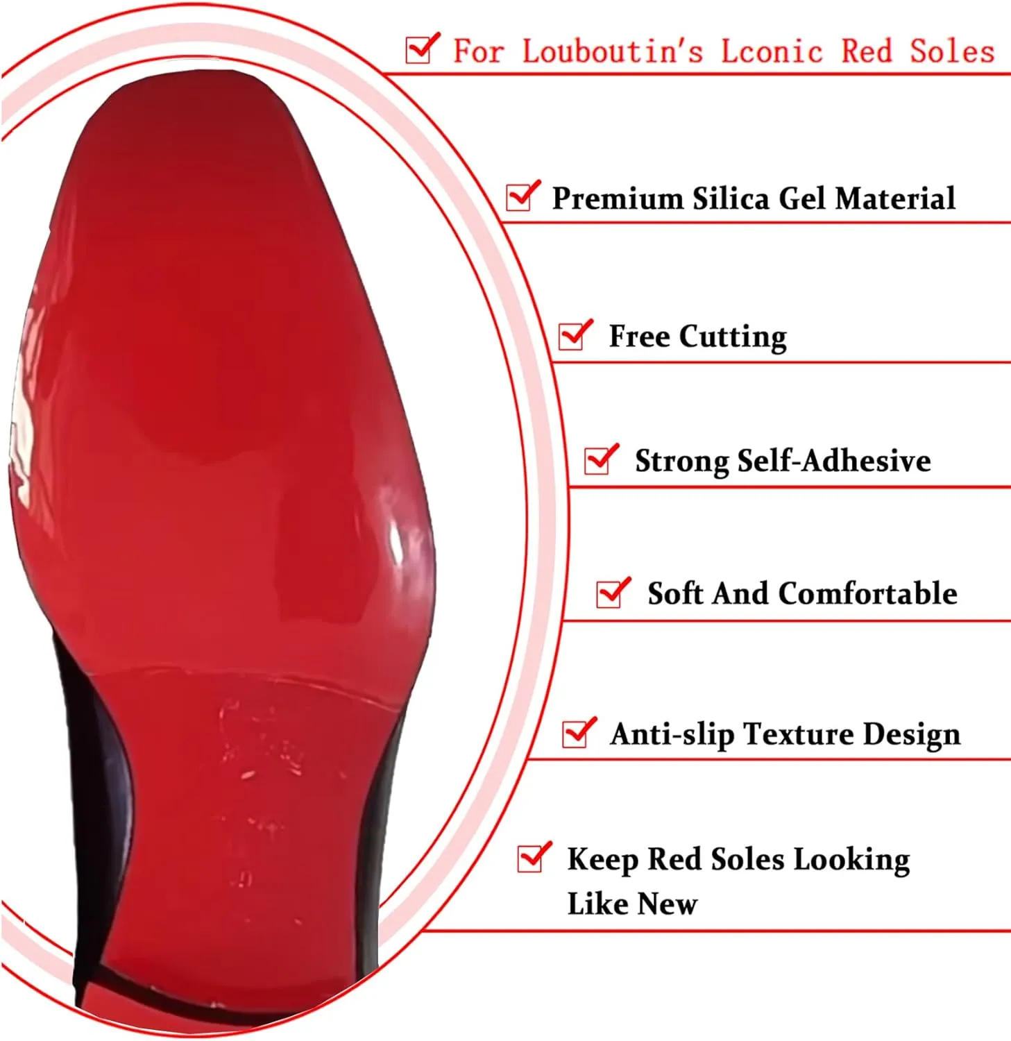 Red Bottom Shoe Protector Compatible with Christian Louboutin Shoes,Self-Adhesive Sole Guard to Protect & Restore Shoe Bottoms,Anti-Slip Replacement for High Heels(10"x4",Mirror Face 4Pcs)