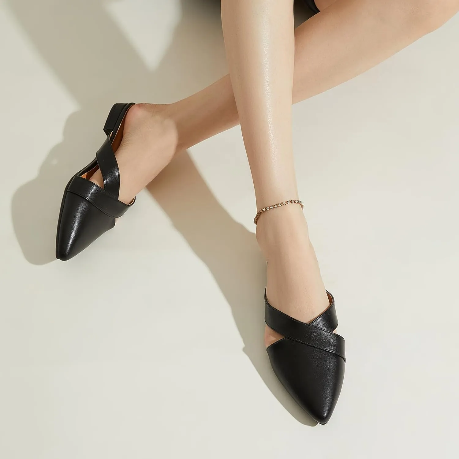Rekayla Women’s Mules Closed Pointed Toe Backless Loafer Shoes for Women