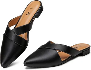 Rekayla Women’s Mules Closed Pointed Toe Backless Loafer Shoes for Women
