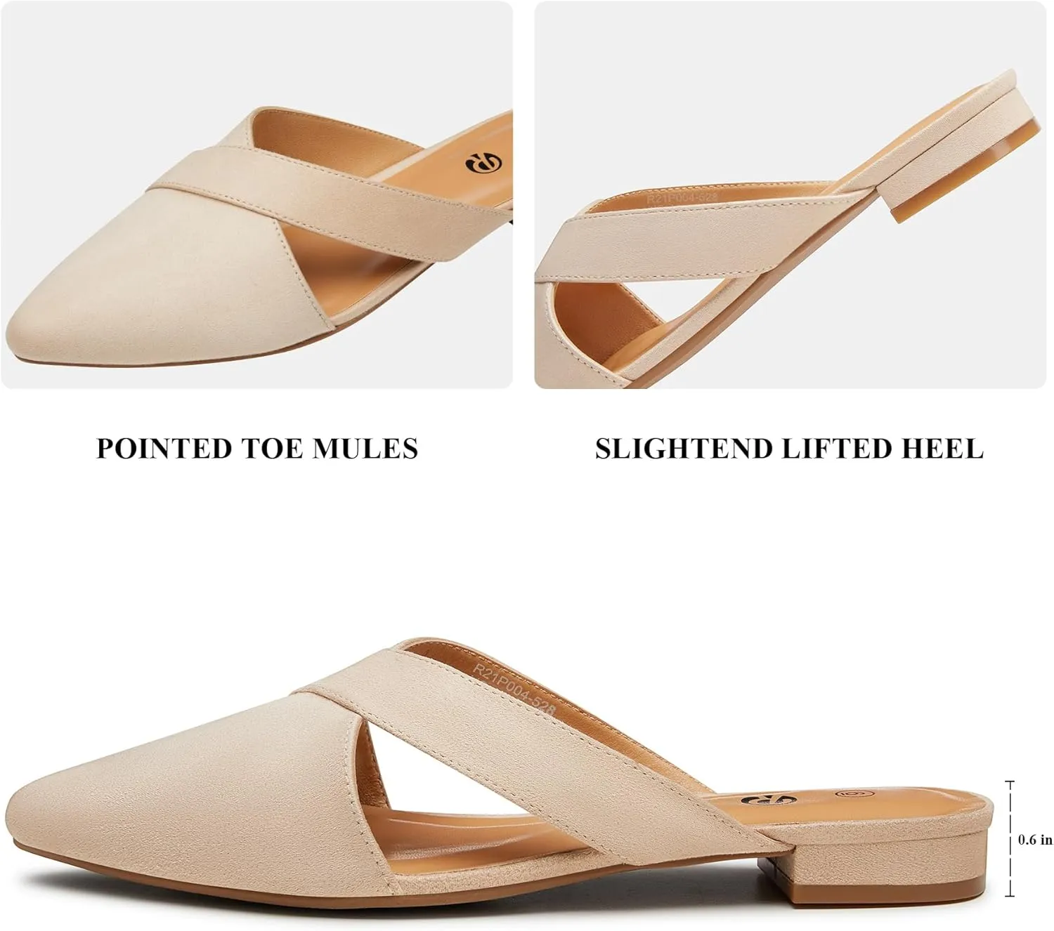 Rekayla Women’s Mules Closed Pointed Toe Backless Loafer Shoes for Women
