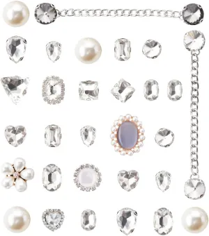 Rhinestone Pearl Shoe Charms with Chains Fits for Clog Sandals for Women Girl Party Favor Birthday Gifts…