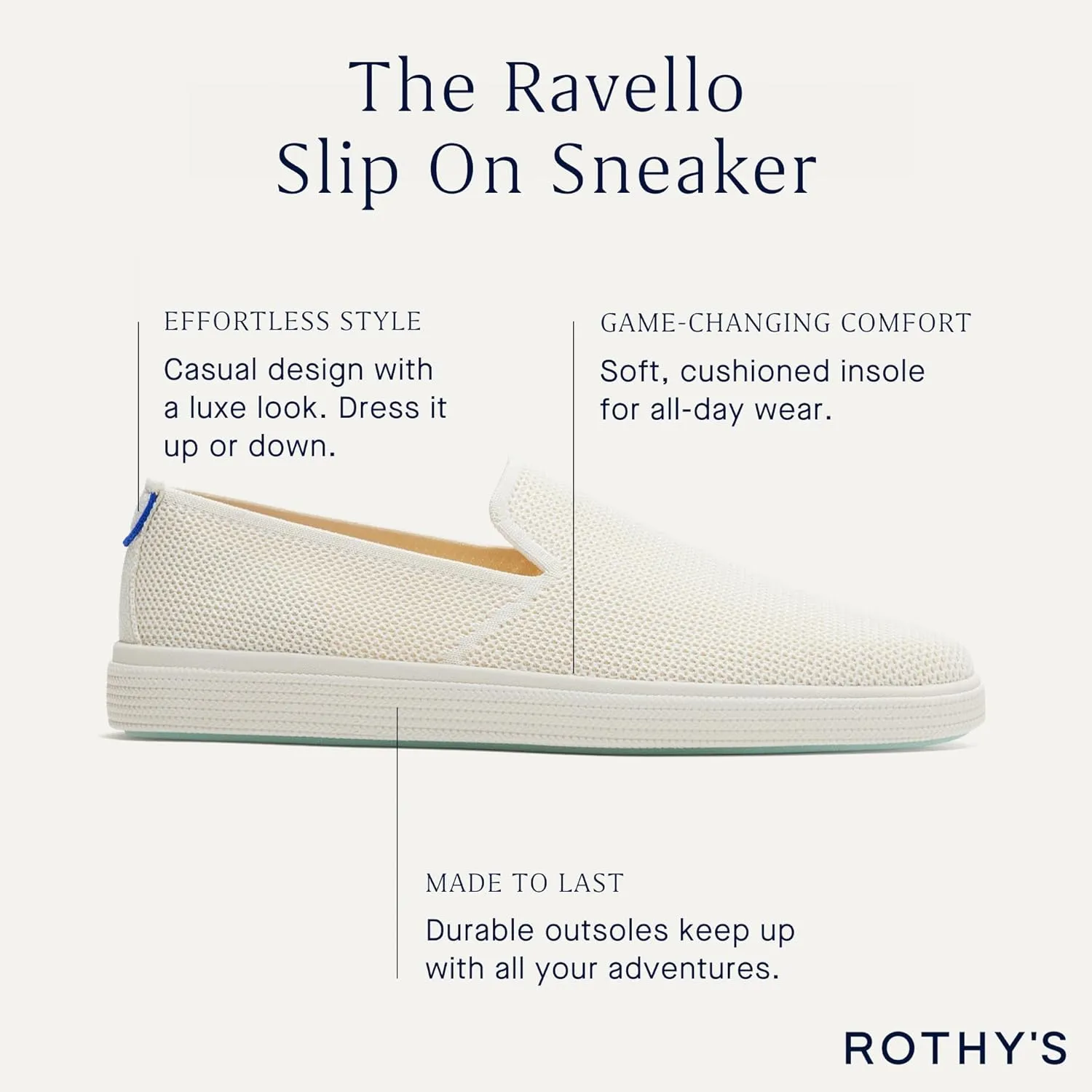 Rothy's The Ravello Slip On Sneaker, Men's Casual Fashion Shoes, Made from Recycled Plastic Bottles & Machine Washable