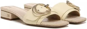 Sam Edelman Women's Delfi Bleached Wheat Slip On Open Toe Flat Slide Mule Sandal (Bleached Wheat, 7.5)