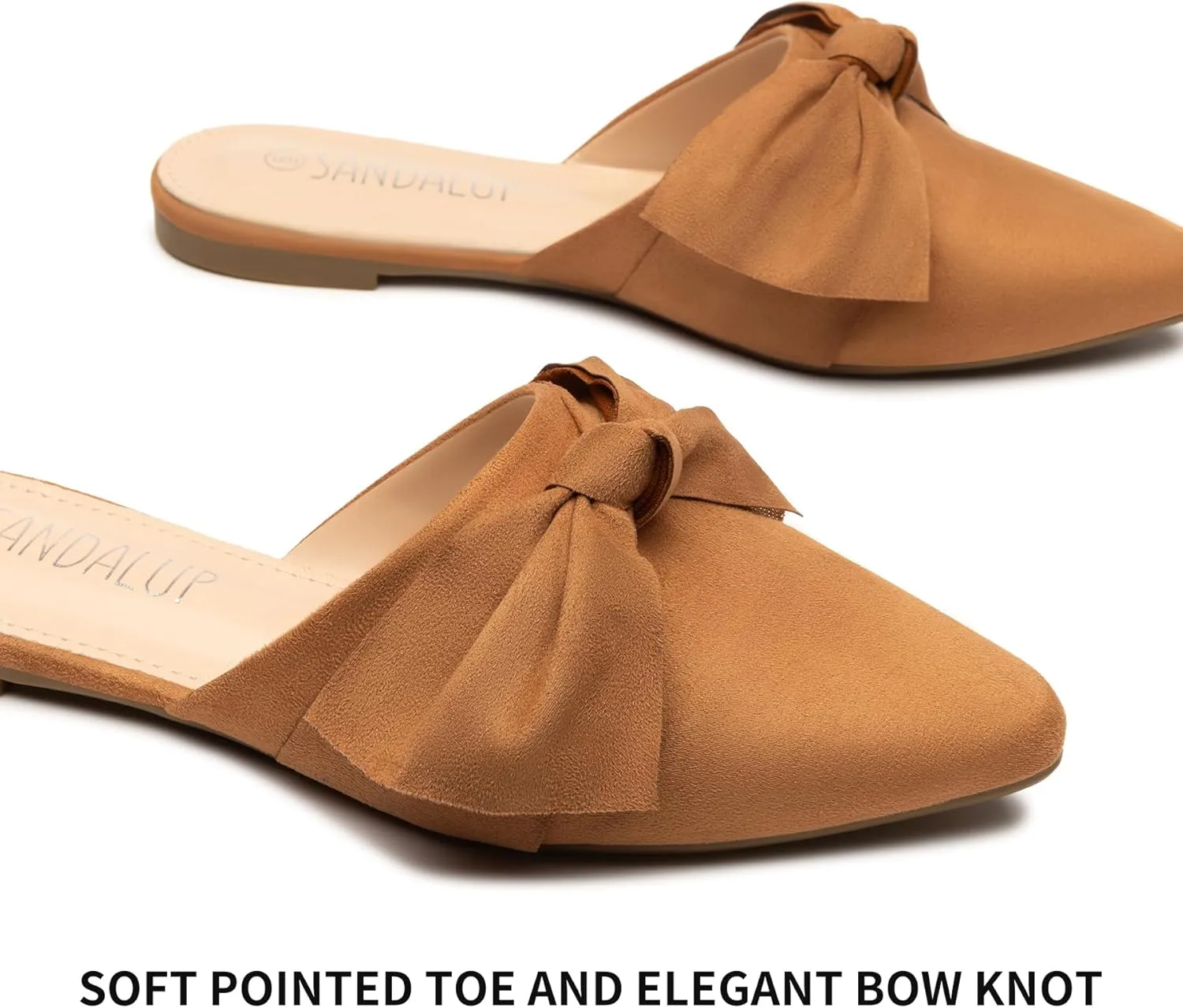 SANDALUP Mules for Woman, Women's Mules, Closed Pointed Toe Backless Loafer Shoes, Cute Bow Women's Mules, Slip On Mules Flats Shoes for Work Business Casual Shoes