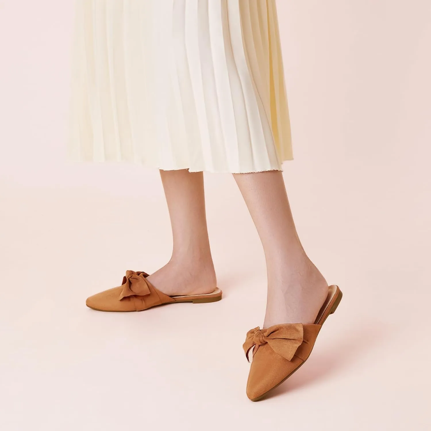 SANDALUP Mules for Woman, Women's Mules, Closed Pointed Toe Backless Loafer Shoes, Cute Bow Women's Mules, Slip On Mules Flats Shoes for Work Business Casual Shoes