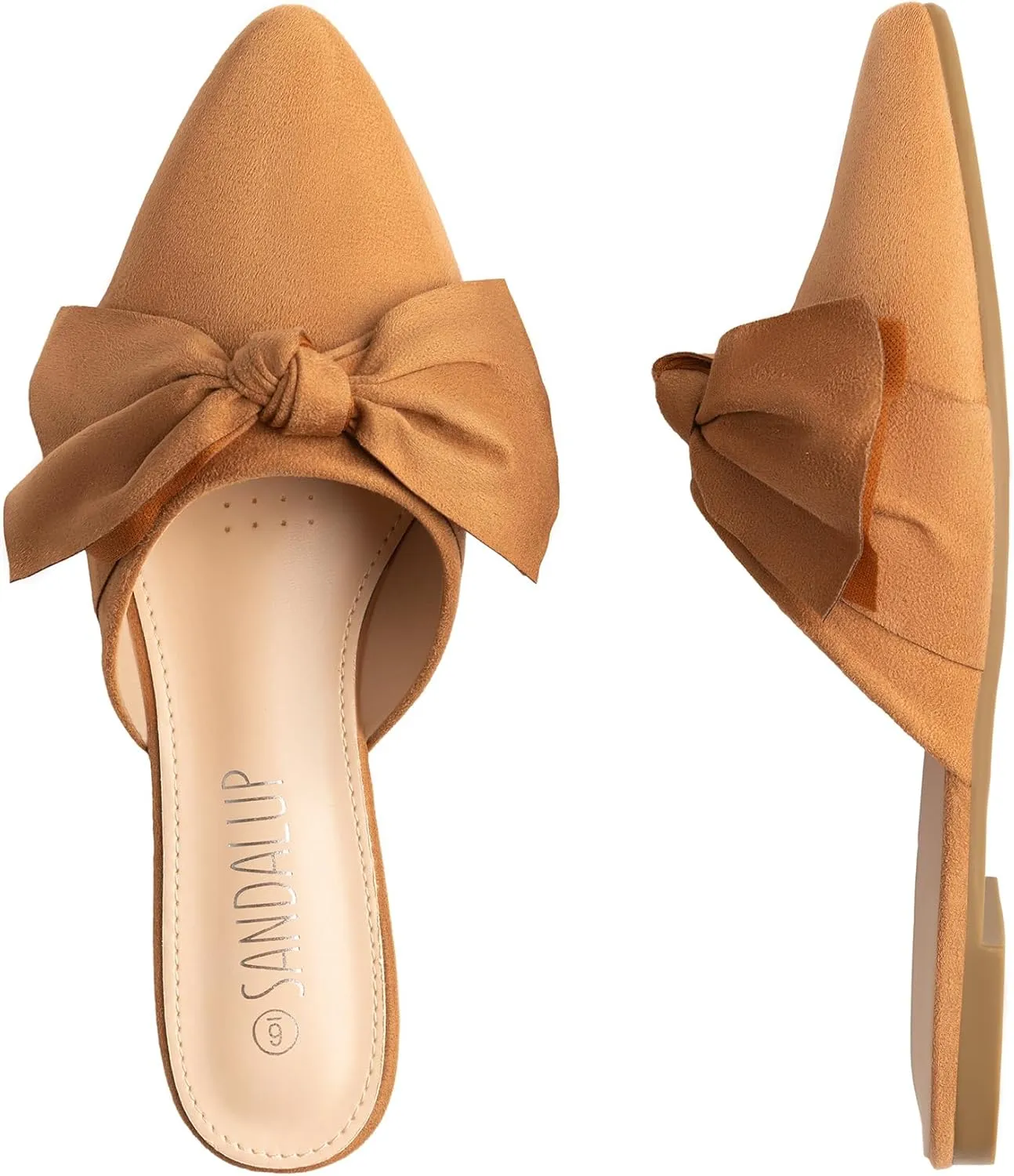 SANDALUP Mules for Woman, Women's Mules, Closed Pointed Toe Backless Loafer Shoes, Cute Bow Women's Mules, Slip On Mules Flats Shoes for Work Business Casual Shoes