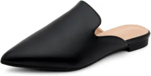 Shoe Land Cally Women's Mules, Pointed Toe Backless Loafer Shoes, Comfortable Flats, Slip-On Slides, Casual Flat Mule for Party, Office, Daily Wear, and Business