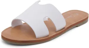Shoe Land Women’s Flat Sandals – Comfortable Round Toe Casual Slides | Dressy Summer Mules with Cushioned Footbed | Travel, Beach & Everyday Slip-On Sandals 2025