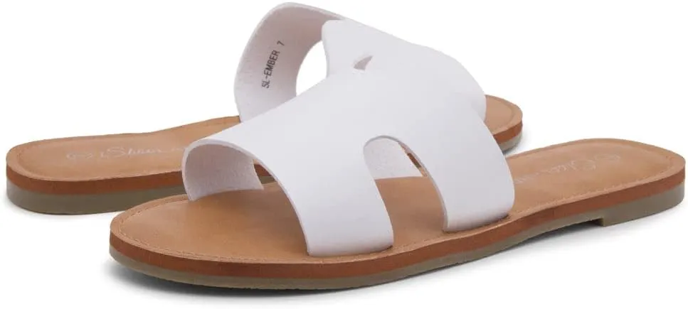 Shoe Land Women’s Flat Sandals – Comfortable Round Toe Casual Slides | Dressy Summer Mules with Cushioned Footbed | Travel, Beach & Everyday Slip-On Sandals 2025