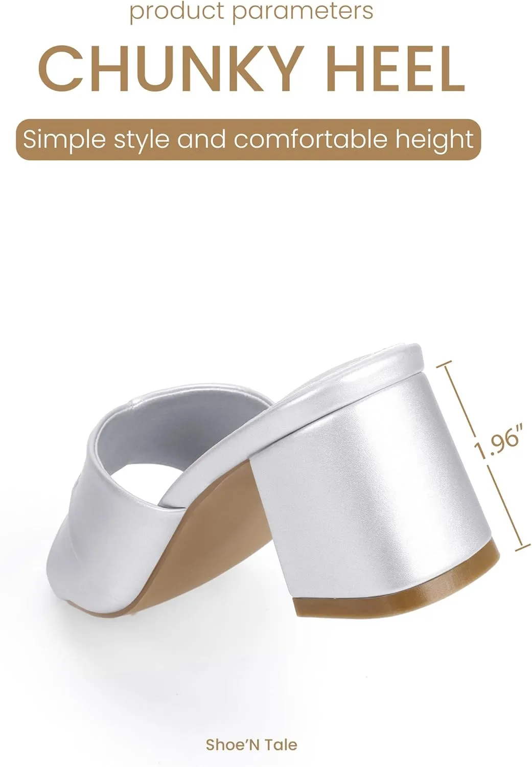 Shoe'N Tale Chunky Heels for Women Square Open Toe Low Block Heeled Sandals Comfortable Slip On Mules Dressy Shoes