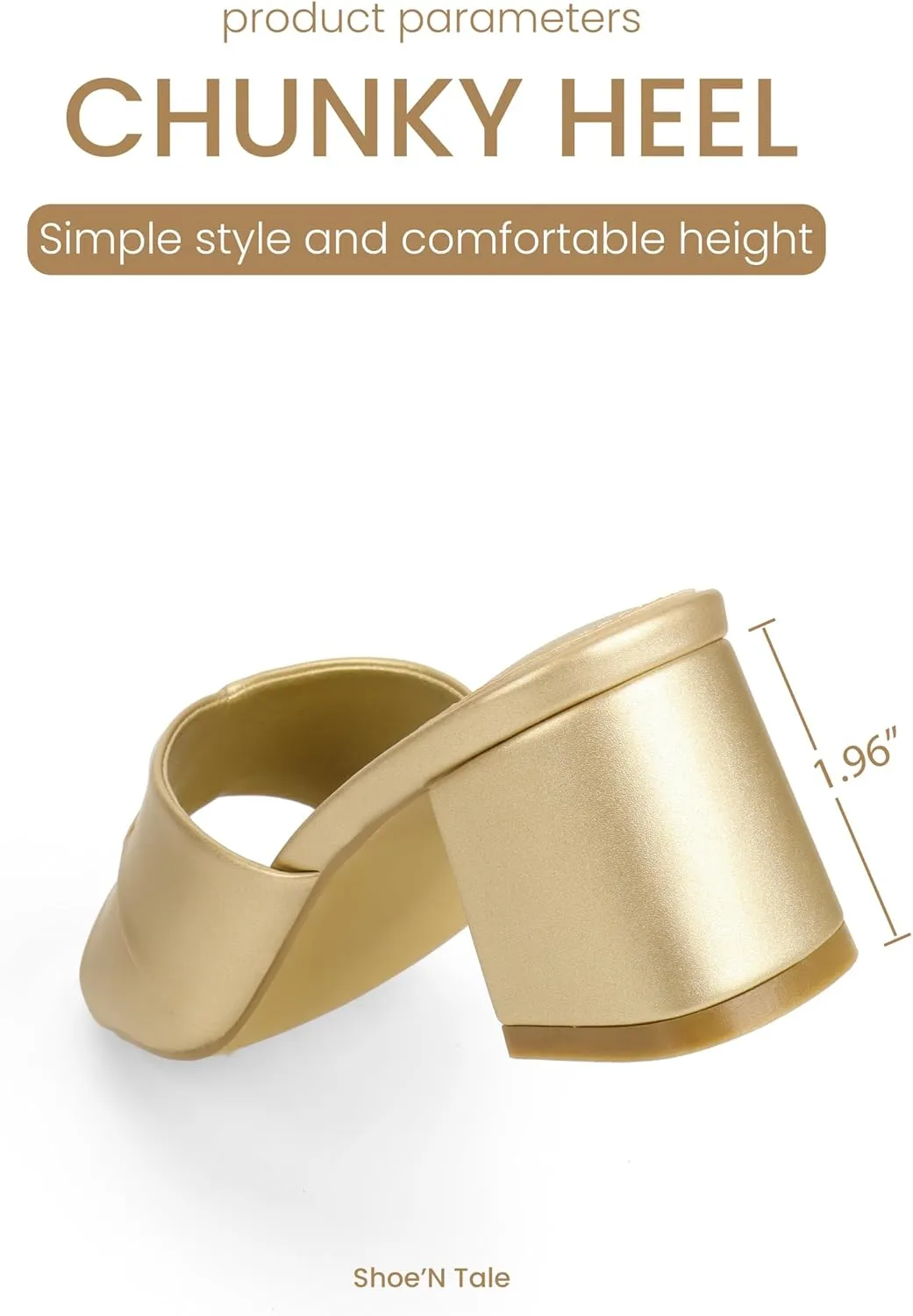 Shoe'N Tale Chunky Heels for Women Square Open Toe Low Block Heeled Sandals Comfortable Slip On Mules Dressy Shoes