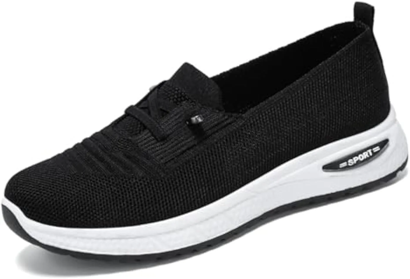Slip On Orthopedic Sneakers Women Breathable Mesh Knitted Woven Low Top Walking Shoes Lightweight Wide Width Soft Sole Arch Support Non-Slip Shoes