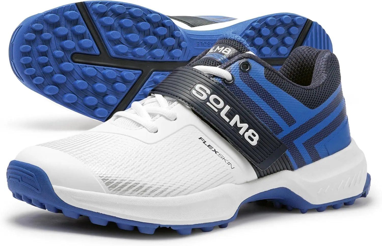 SOLM8 S8 Cricket Shoes - Rubber Spikes Professional Cleats for Outdoor Turf and Field Sports Gel Cushioned Insole