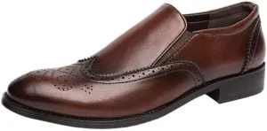 Spring Summer New Men's Casual Brogue Loafers Slip On Breathable Leather Flats Boat Shoes Driving Shoes Moccasins