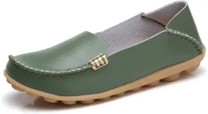 Sunporx Women's Driving Loafers Leather Comfortable Moccasins Breathable Slip On Nurse Loafer Round Toe Wild Walking Fashion Soft Shoes