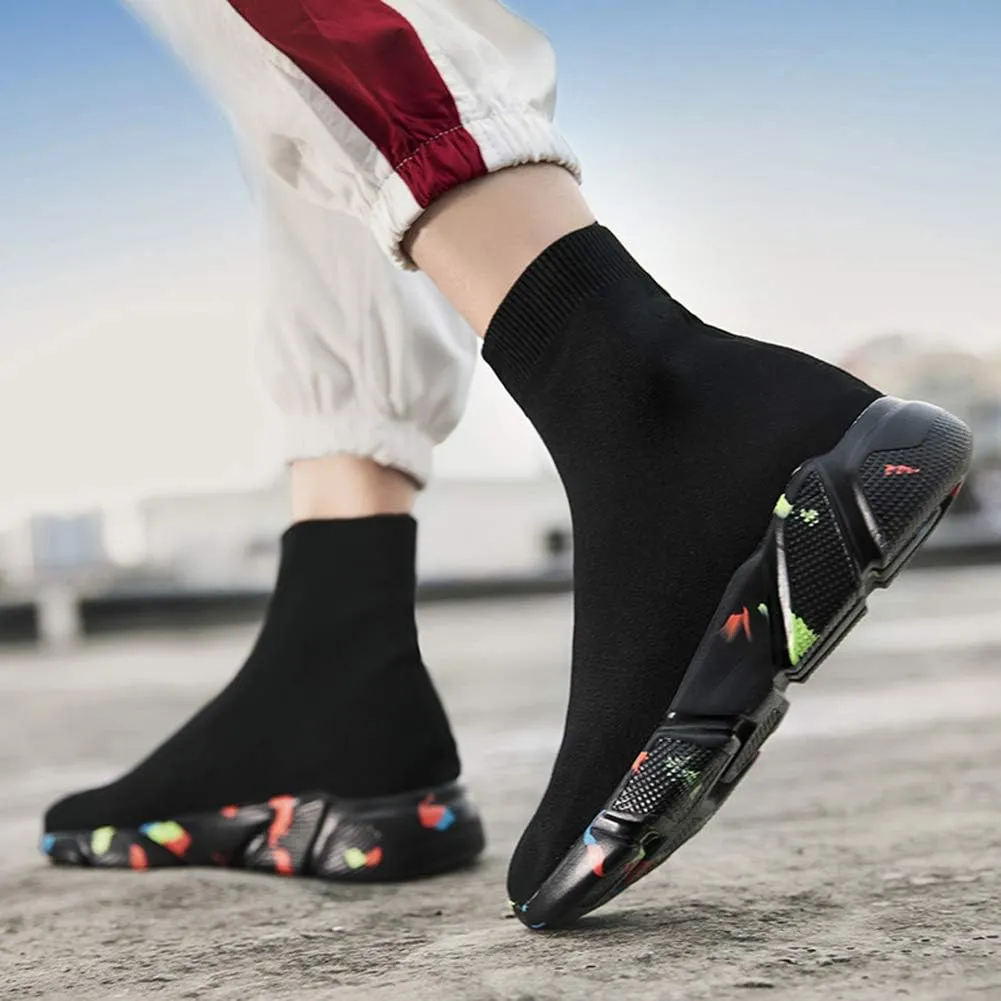 SUNROLAN Fashion Lightweight Sock Sneakers for Women Athletic Running Shoes Breathable Walking Shoes