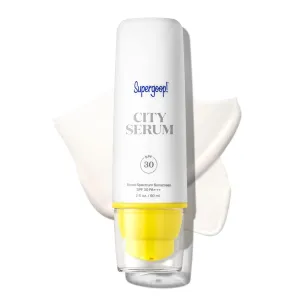Supergoop! City Serum, 2 fl oz - SPF 30 PA    Anti-Aging Morning Lotion - Lightweight, Antioxidant-Rich Formula - Hydrating Vitamin Serum for Face - Prep & Protect with Vitamin E & B5 - Great for Guys