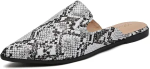Tilocow Mules for Women Flats Pointed Toe Slip On Backless Loafers Flat Mule Business Casual Shoes Slides