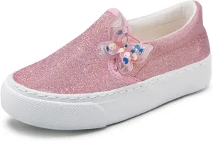 Toandon Toddler Girls Kids Sparkle Slip On Sneakers Loafers Age 2-10