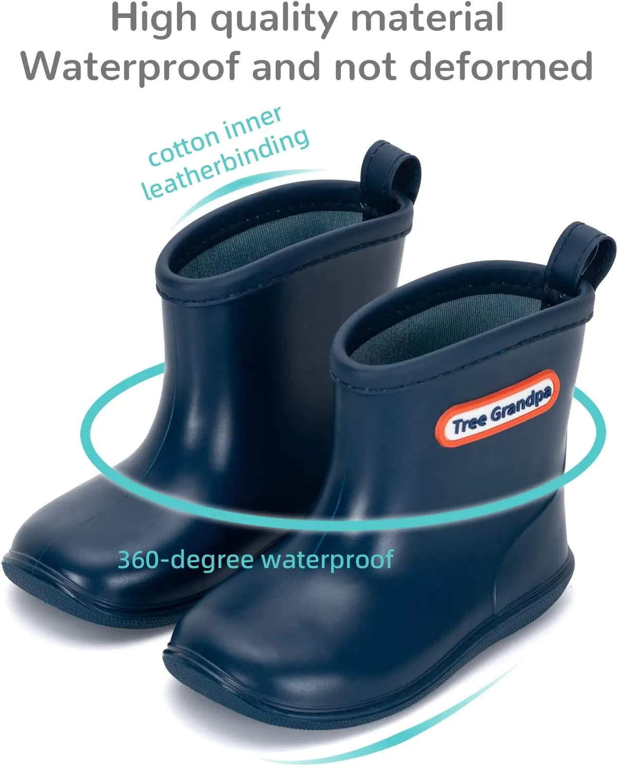 Toddler Kids Rain Boots for Boys Girls Easy-on Lightweight Waterproof Rainboots Baby