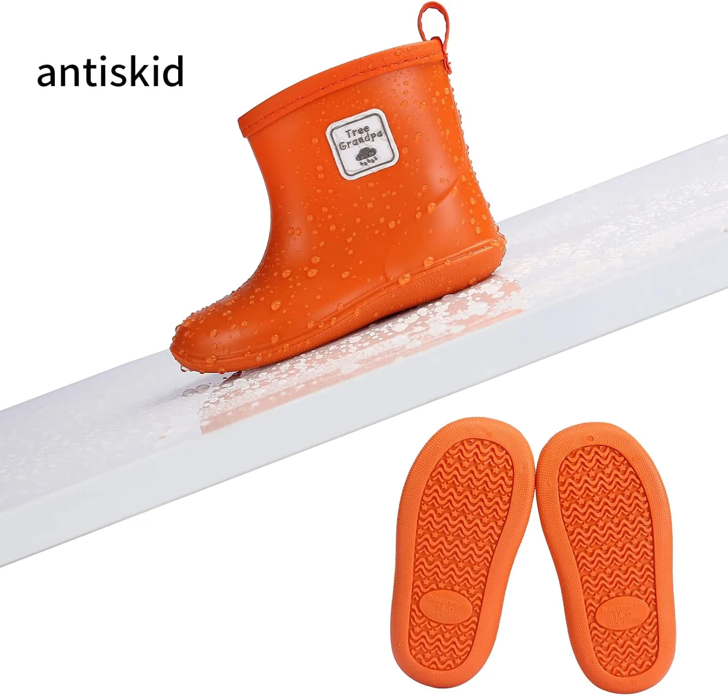 Toddler Kids Rain Boots for Boys Girls Easy-on Lightweight Waterproof Rainboots Baby