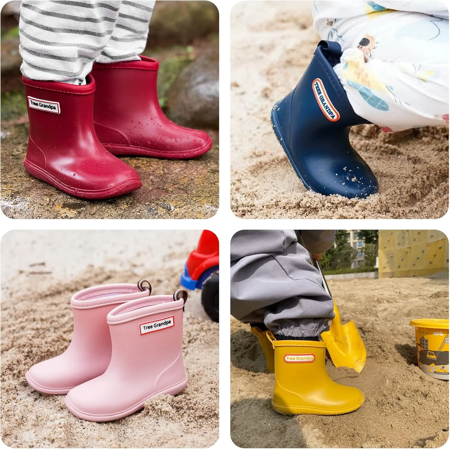 Toddler Kids Rain Boots for Boys Girls Easy-on Lightweight Waterproof Rainboots Baby