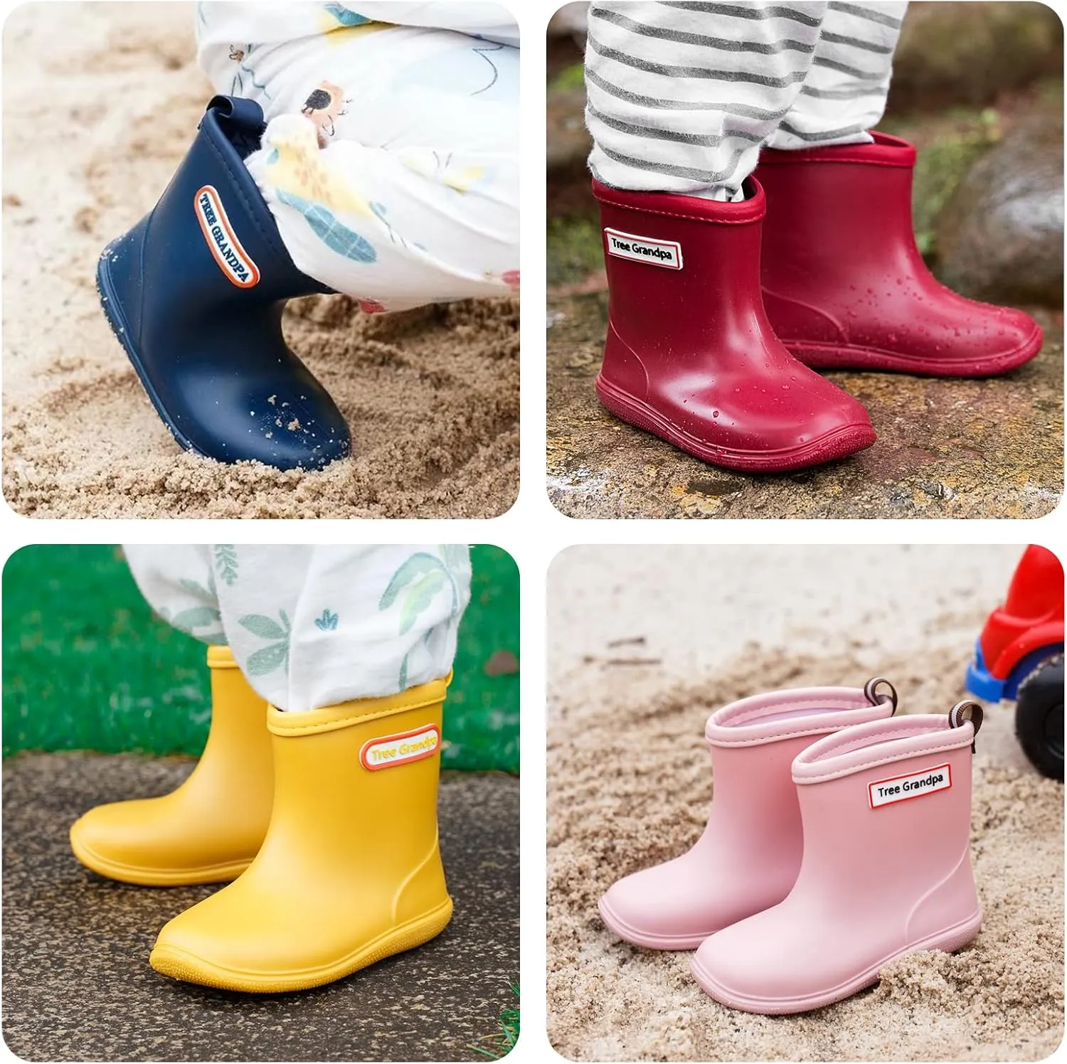 Toddler Kids Rain Boots for Boys Girls Easy-on Lightweight Waterproof Rainboots Baby