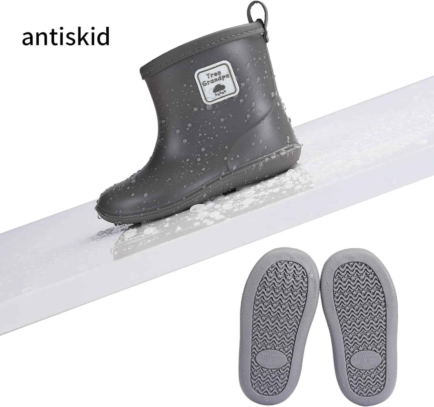 Toddler Kids Rain Boots for Boys Girls Easy-on Lightweight Waterproof Rainboots Baby