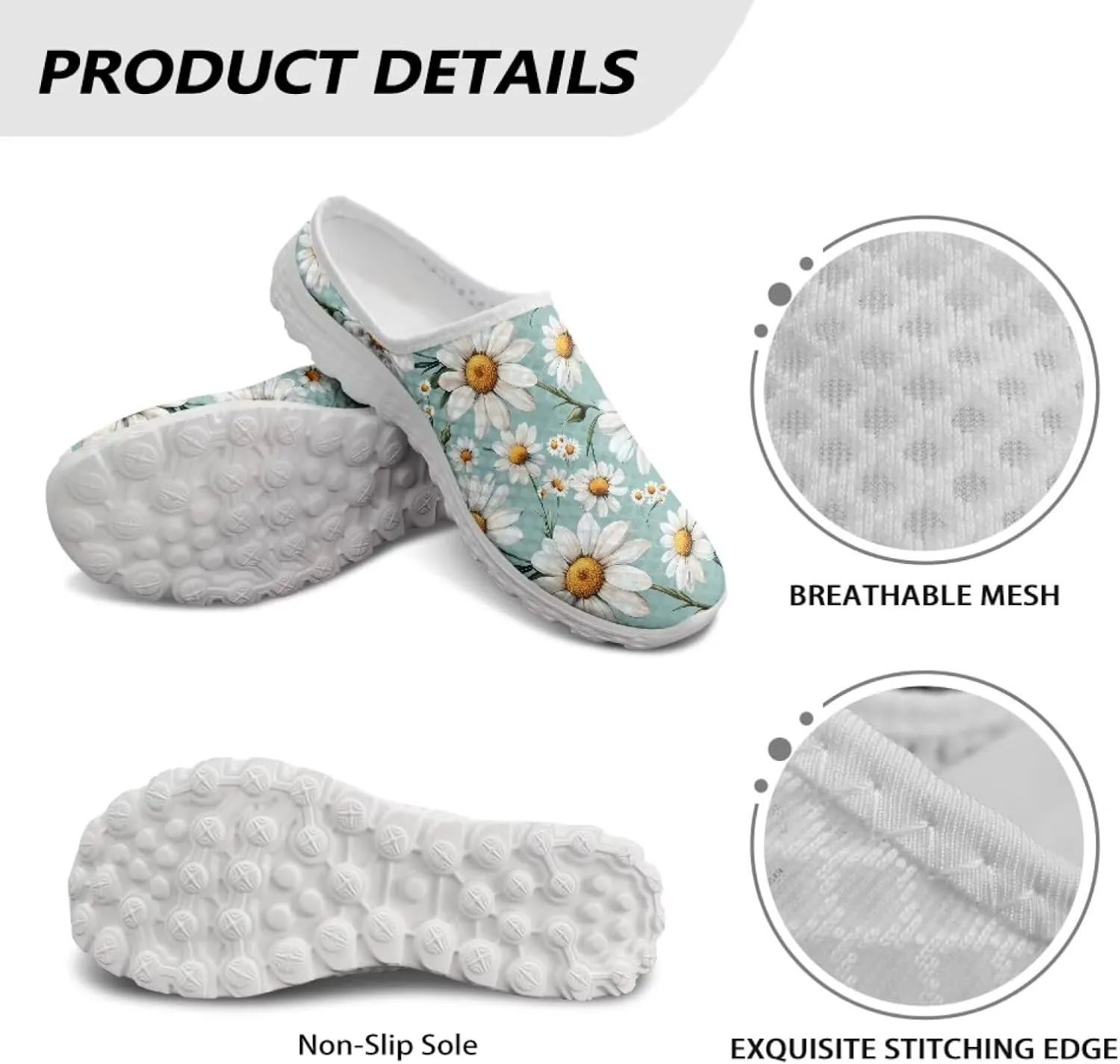 Tropical Flora Women's Arch Support Mule Garden Shoes Slip On Loafers Breathable Summer Barefoot Walking Flat