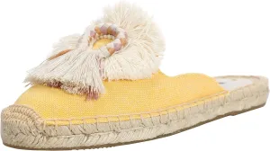 U-lite Women's Comfort Red Tassel & Fluffy Ball Embellishment Canvas Mule Shoes Espadrilles