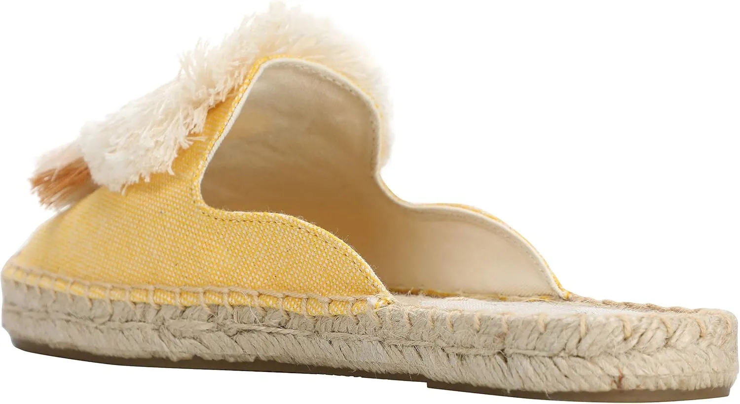 U-lite Women's Comfort Red Tassel & Fluffy Ball Embellishment Canvas Mule Shoes Espadrilles