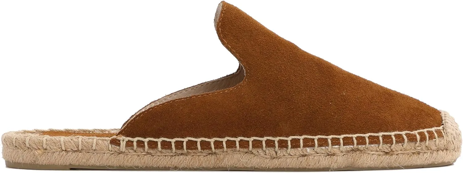 U-lite Women's Simple Mule Breathable Flat Espadrilles Shoes, Pure Color Mules