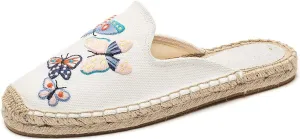 U-lite Women's Stylish Embroidery Flat Espadrilles Fancy Mule
