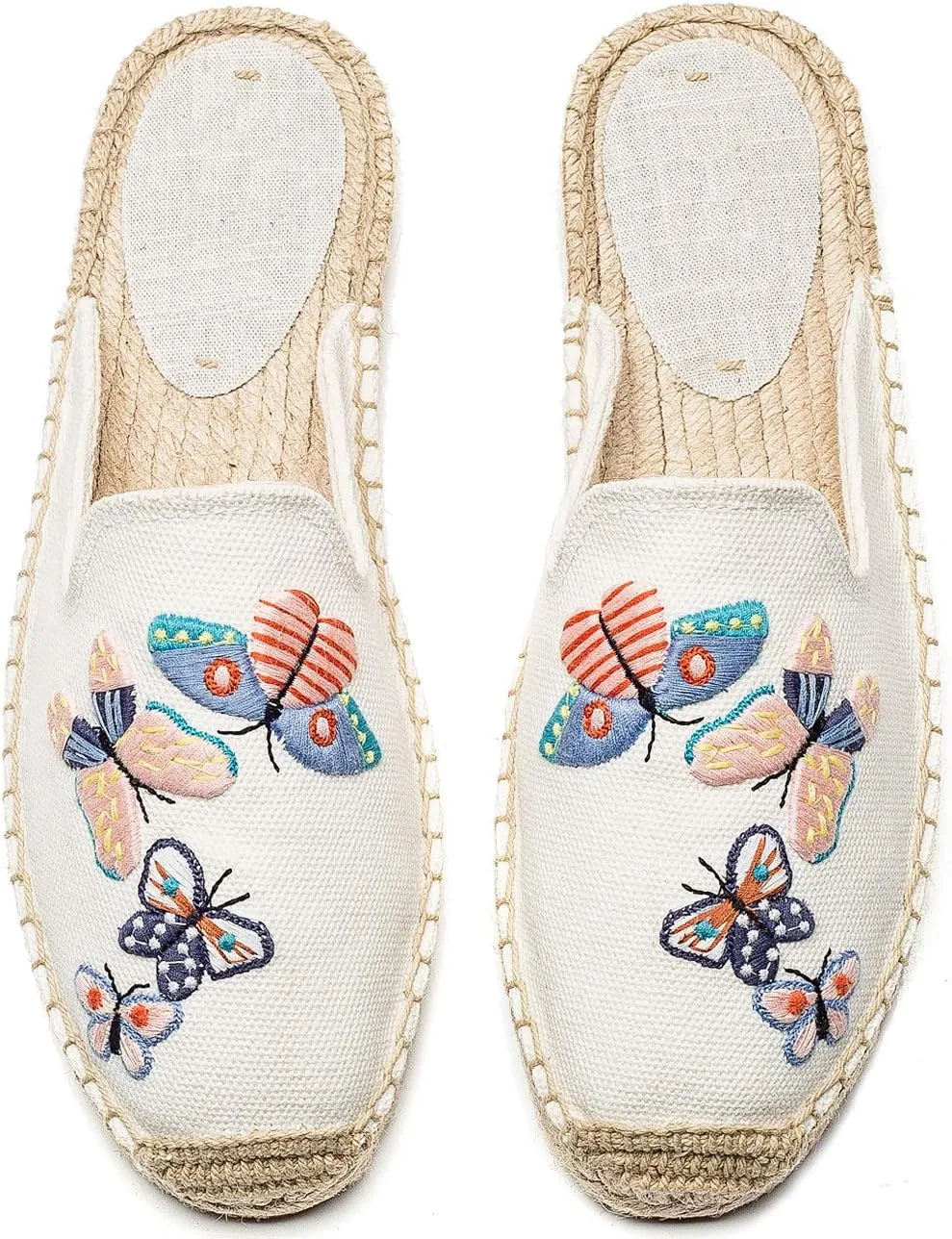 U-lite Women's Stylish Embroidery Flat Espadrilles Fancy Mule