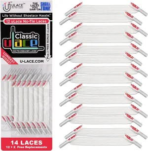 uLace Classic No-Tie Shoelaces - Elastic Shoe Laces for Sneakers | Stretchy, Elastic Laces | Easy Installation - 14 Laces