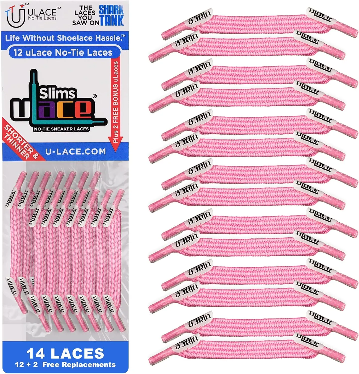 uLace Slims No-Tie Shoelaces - Elastic Shoe Laces for Sneakers | Stretchy, Elastic Laces | Easy Installation - 14 Laces