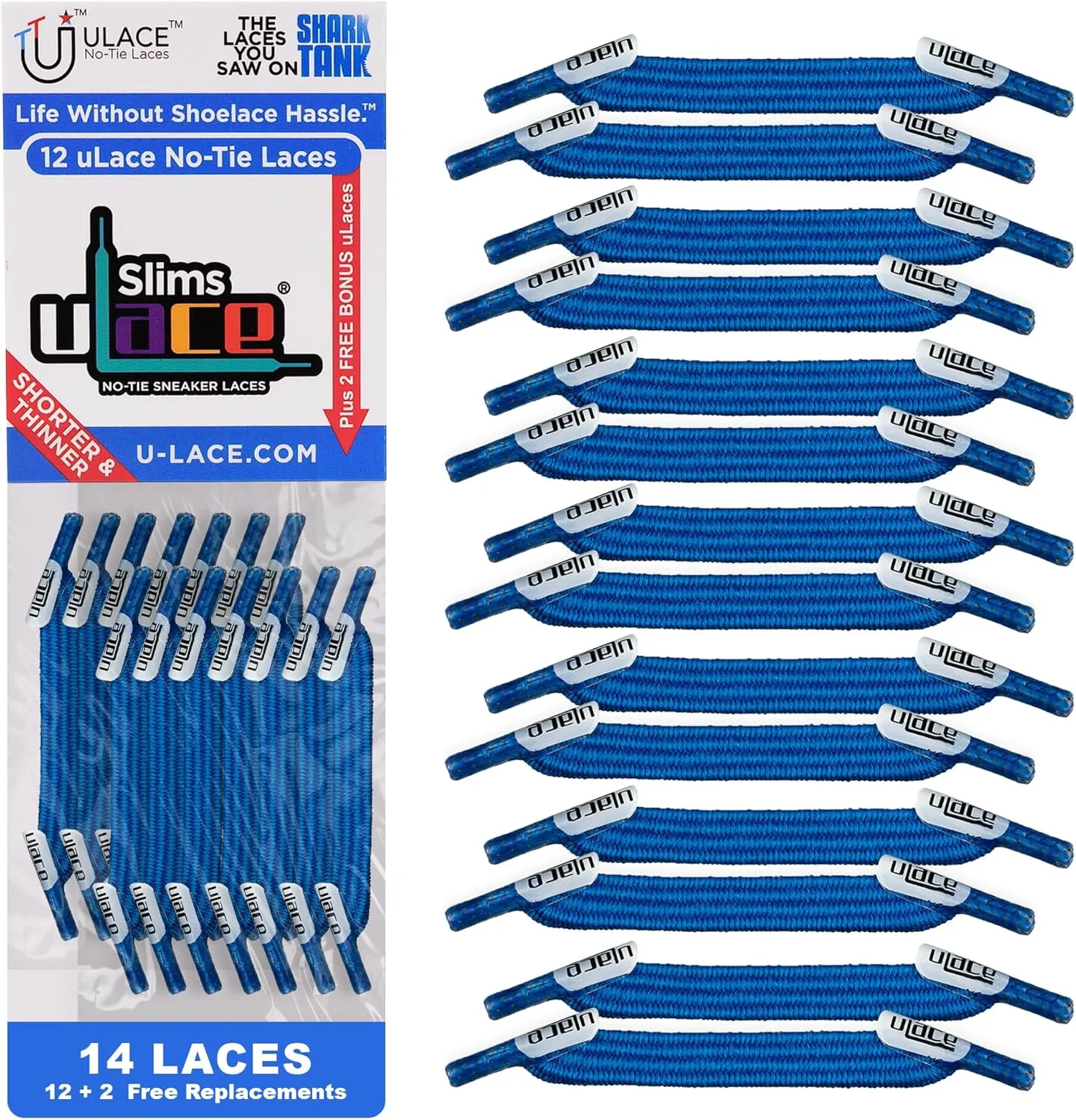 uLace Slims No-Tie Shoelaces - Elastic Shoe Laces for Sneakers | Stretchy, Elastic Laces | Easy Installation - 14 Laces