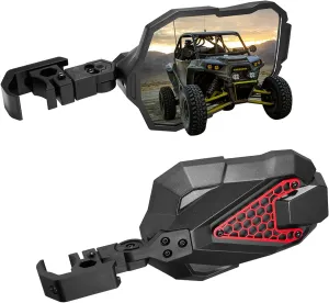 UTV Side Mirrors, UTV Rear View Mirror Compatible with Polaris RZR Can-Am Maverick X3 Honda Pioneer SXS Kawasaki Mule Talon Teryx CFMOTO Accessories UTVs Side View Mirror for 1.5"-2" Roll Bar