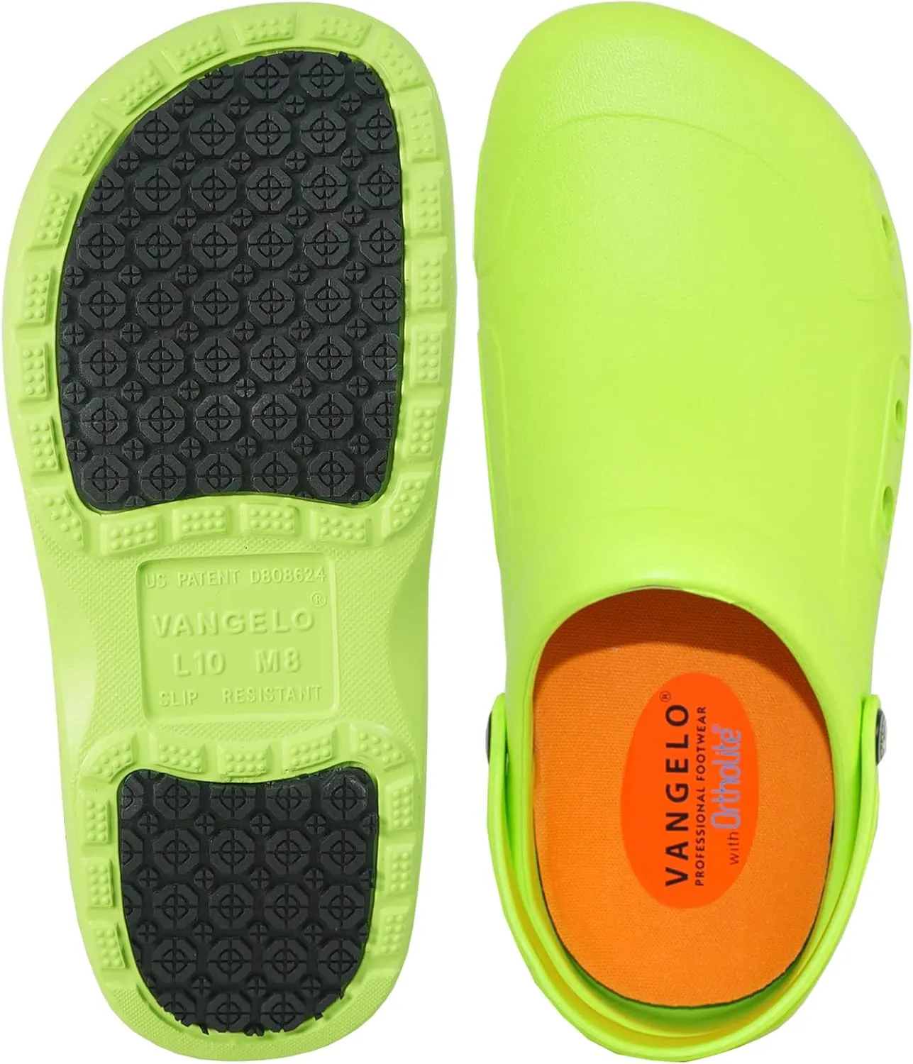 VANGELO Professional Slip Resistant Clog Waterproof Men Work Nurse Shoe Chef Shoe Ritz Black Lime White Multicolor