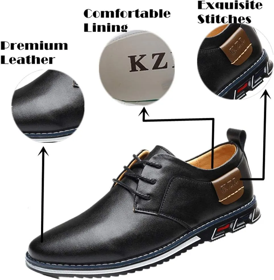 Veslexth Men Casual Driving Sneakers Loafers Breathable Comfort Walking Wing Tips Lace Up Luxury Leather Shoes for Male Business Work Office Dress Outdoor