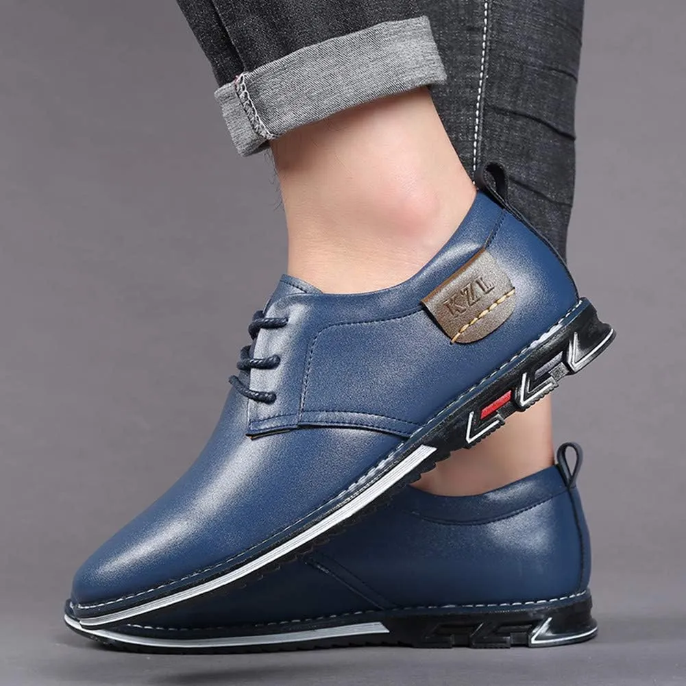 Veslexth Men Casual Driving Sneakers Loafers Breathable Comfort Walking Wing Tips Lace Up Luxury Leather Shoes for Male Business Work Office Dress Outdoor