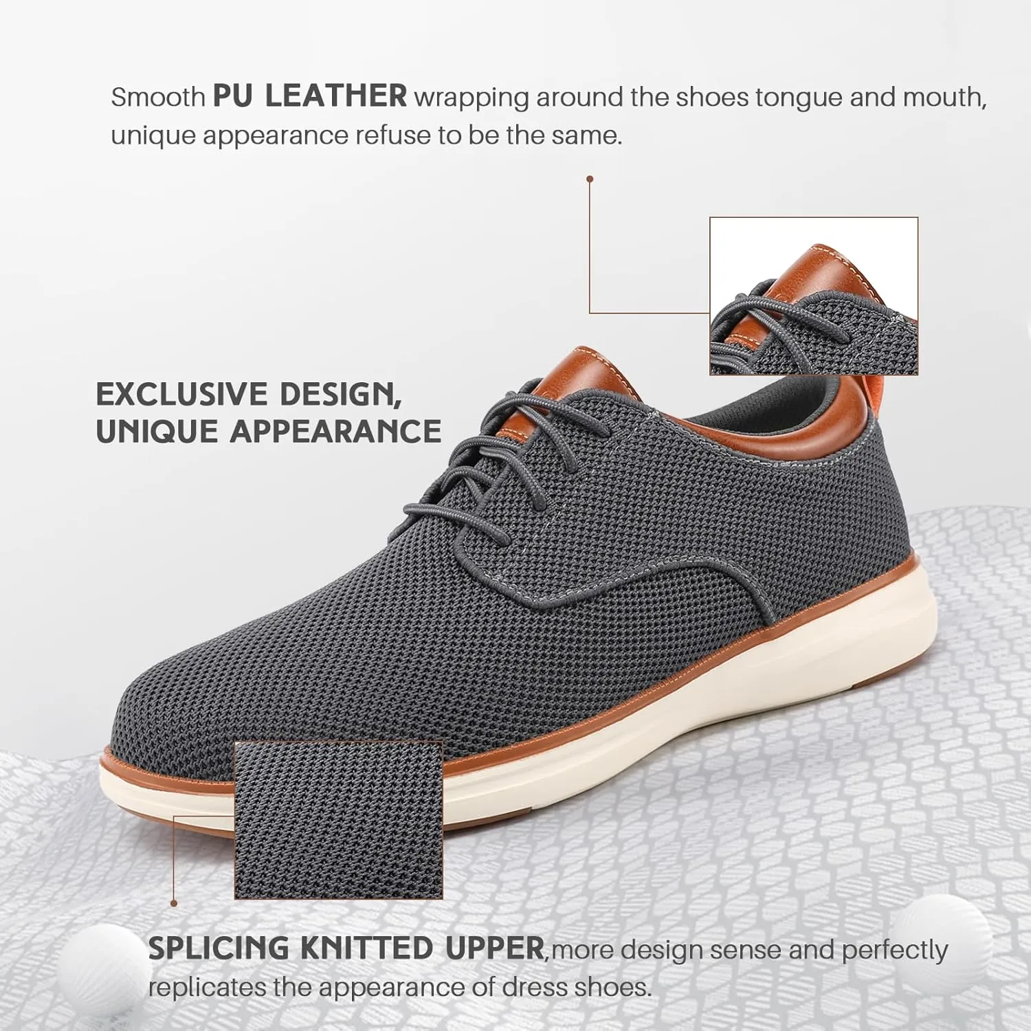 VILOCY Men's Wide Casual Dress Oxfords Business Shoes Fashion Sneakers Mesh Breathable Comfortable Walking Shoes