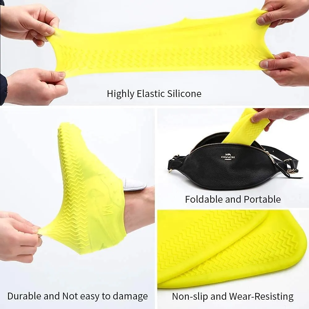 Waterproof Silicone Shoe Covers for Rain,Reusable Non Slip Rubber Rain Shoe Cover Cycling Shoe Protectors Outdoor with Non-slip Sole Apply to Men,Women,Kids(Extra Large, Blue)