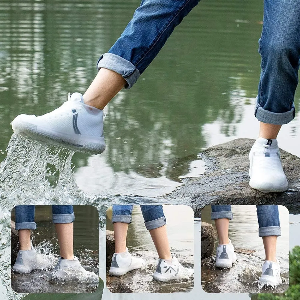 Waterproof Silicone Shoe Covers for Rain,Reusable Non Slip Rubber Rain Shoe Cover Cycling Shoe Protectors Outdoor with Non-slip Sole Apply to Men,Women,Kids(Extra Large, Blue)