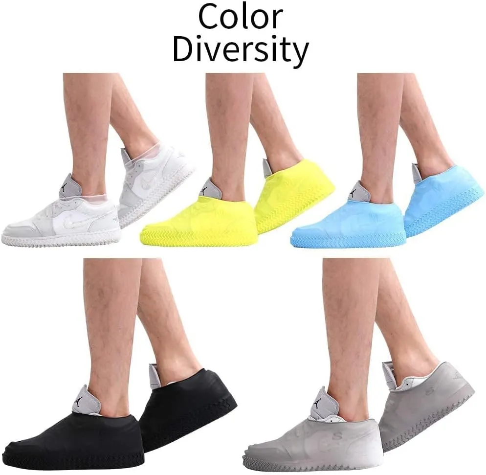 Waterproof Silicone Shoe Covers for Rain,Reusable Non Slip Rubber Rain Shoe Cover Cycling Shoe Protectors Outdoor with Non-slip Sole Apply to Men,Women,Kids(Extra Large, Blue)